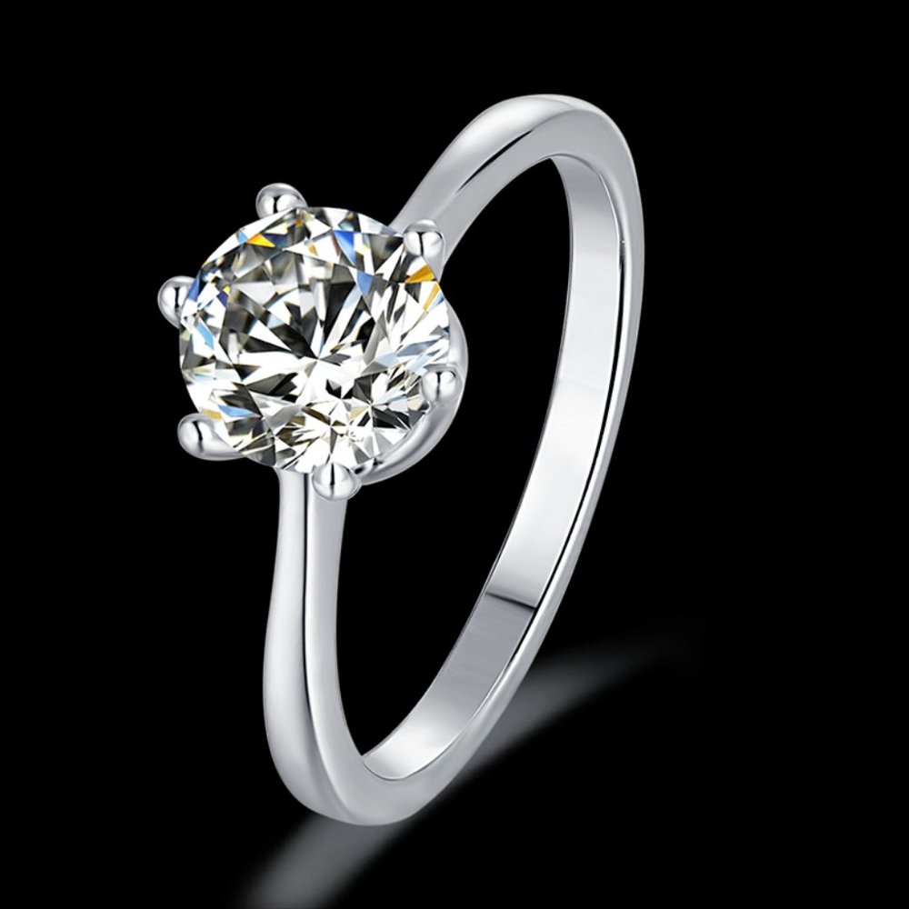 Brilliant Moissanite Diamond Solitaire Ring.